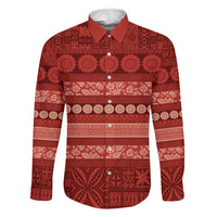 Fiji Marau na Kerisimasi Family Matching Tank Maxi Dress and Hawaiian Shirt Red Tapa Masi Inspired Christmas - Polynesian Pride