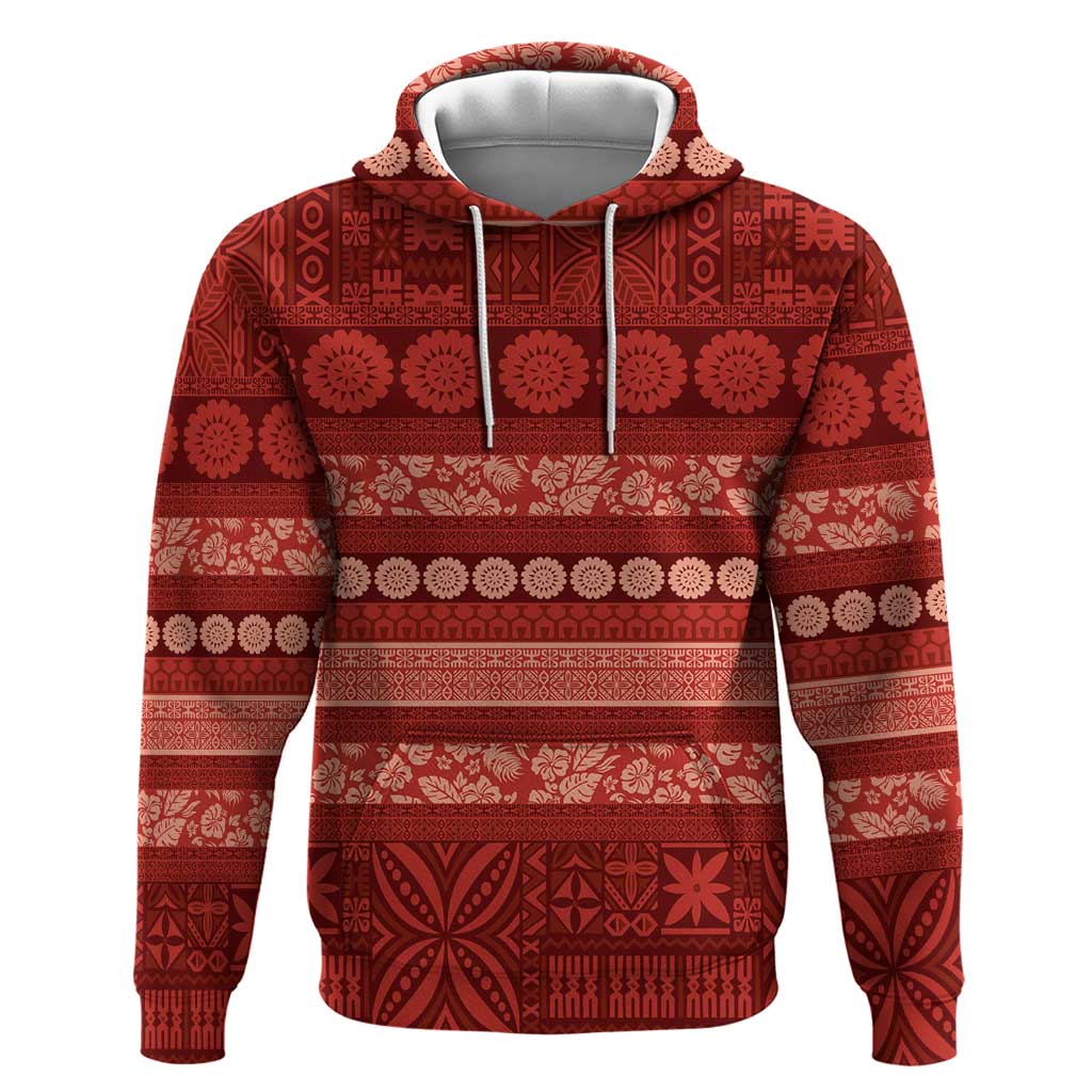 Fiji Marau na Kerisimasi Hoodie Red Tapa Masi Inspired Christmas - Polynesian Pride
