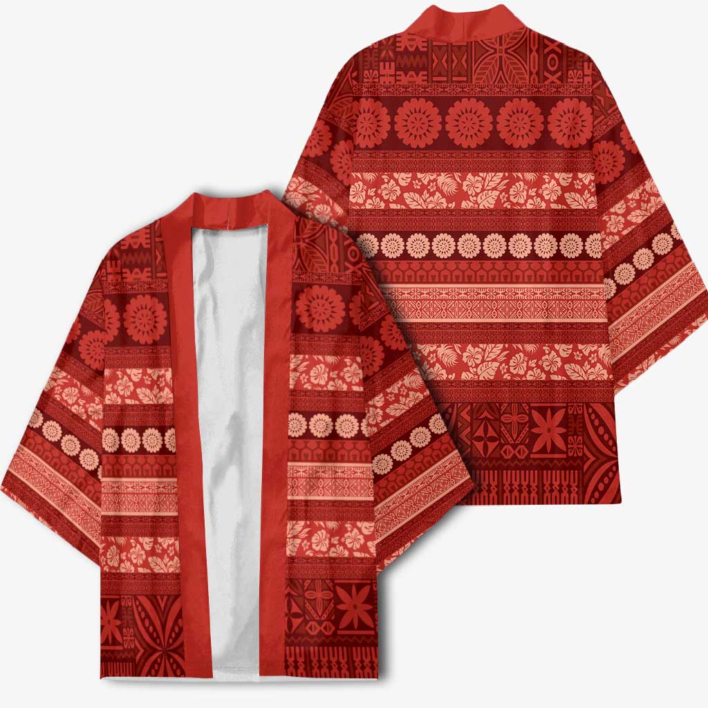 Fiji Marau na Kerisimasi Kimono Red Tapa Masi Inspired Christmas LT9 - Polynesian Pride