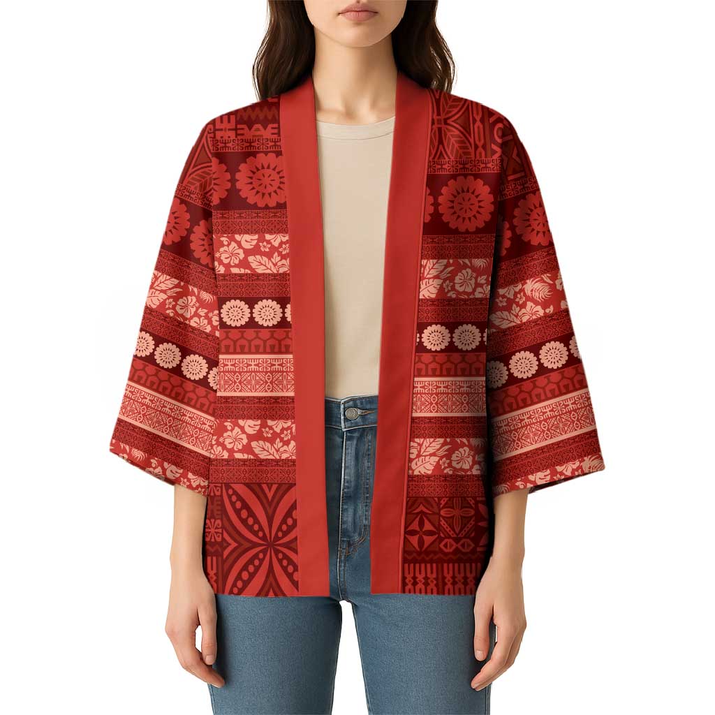 Fiji Marau na Kerisimasi Kimono Red Tapa Masi Inspired Christmas LT9 - Polynesian Pride