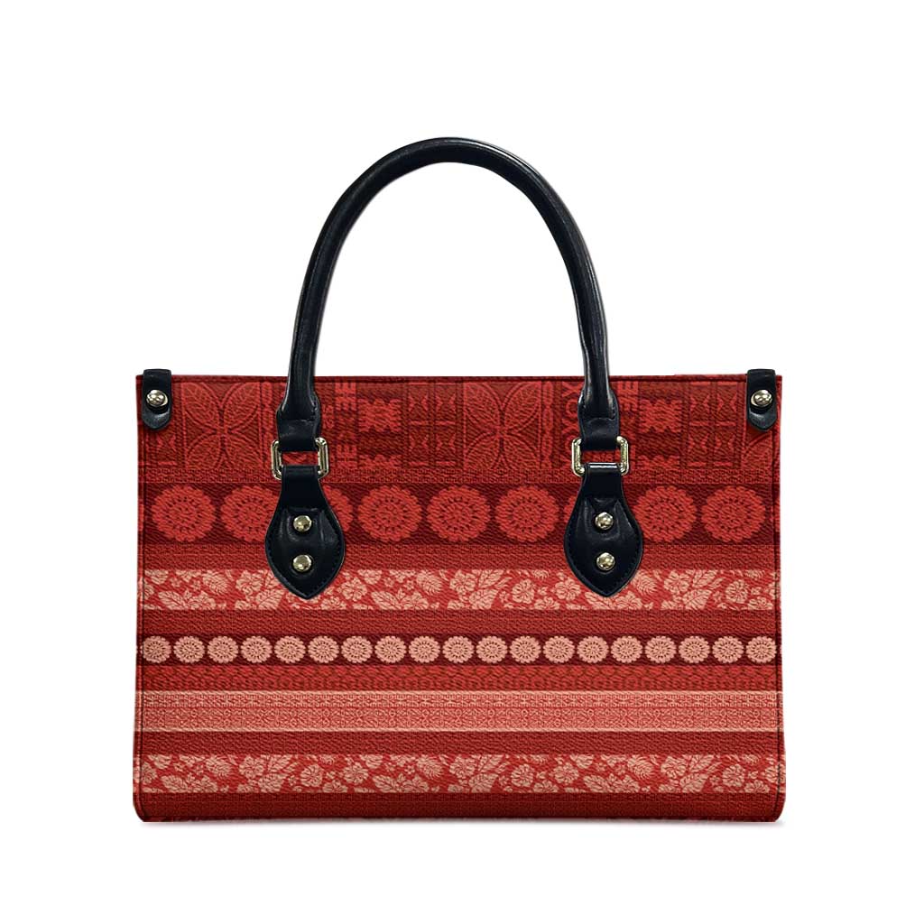 Fiji Marau na Kerisimasi Leather Bag Red Tapa Masi Inspired Christmas LT9 - Polynesian Pride