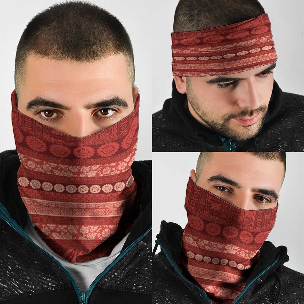 Fiji Marau na Kerisimasi Neck Gaiter Red Tapa Masi Inspired Christmas - Polynesian Pride
