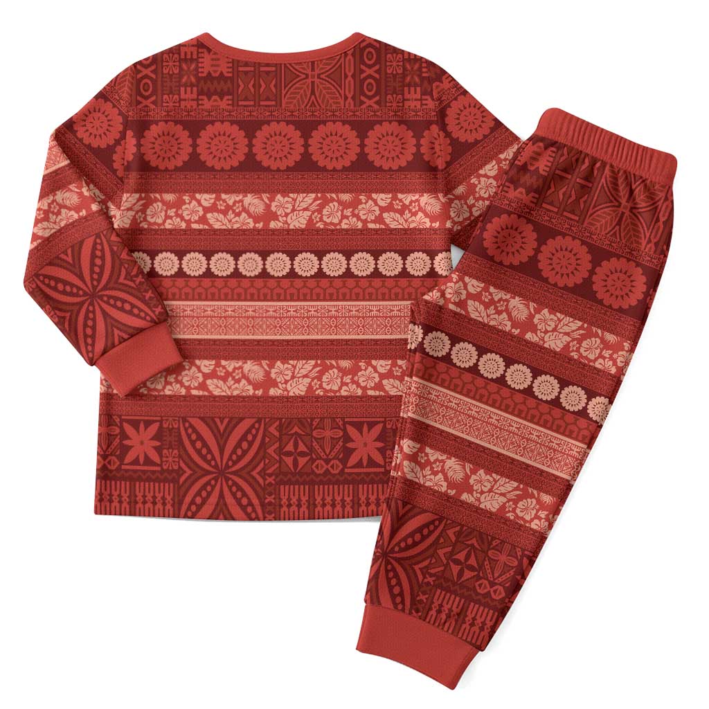 Fiji Marau na Kerisimasi Christmas Pajama Set Red Tapa Masi Inspired Christmas - Polynesian Pride