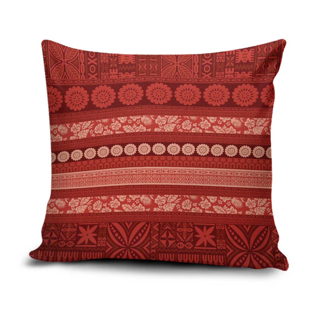 Fiji Marau na Kerisimasi Pillow Cover Red Tapa Masi Inspired Christmas LT9 Red - Polynesian Pride