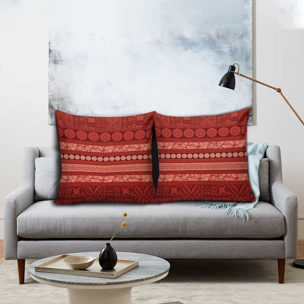 Fiji Marau na Kerisimasi Pillow Cover Red Tapa Masi Inspired Christmas LT9 - Polynesian Pride