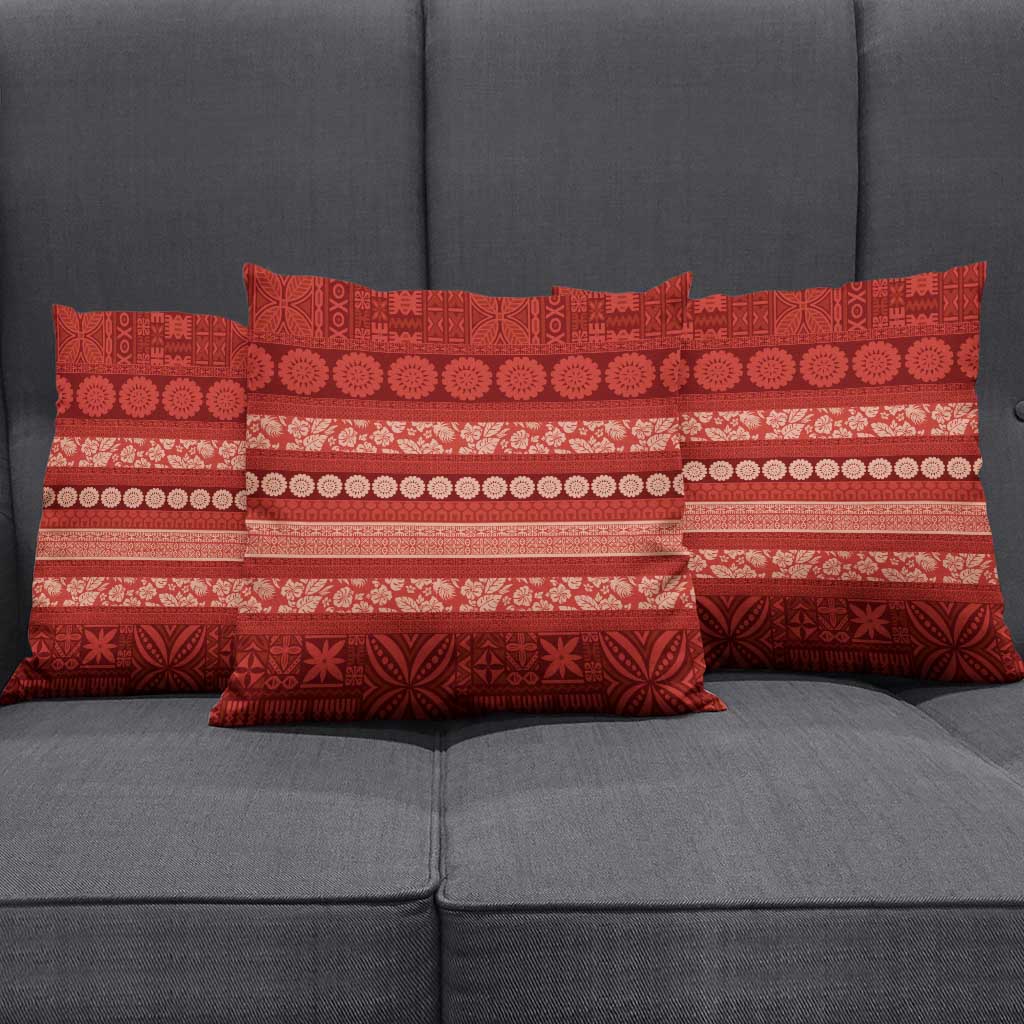 Fiji Marau na Kerisimasi Pillow Cover Red Tapa Masi Inspired Christmas LT9 - Polynesian Pride