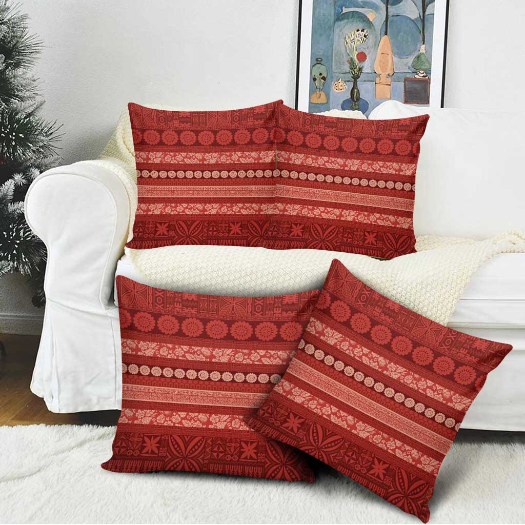 Fiji Marau na Kerisimasi Pillow Cover Red Tapa Masi Inspired Christmas LT9 - Polynesian Pride