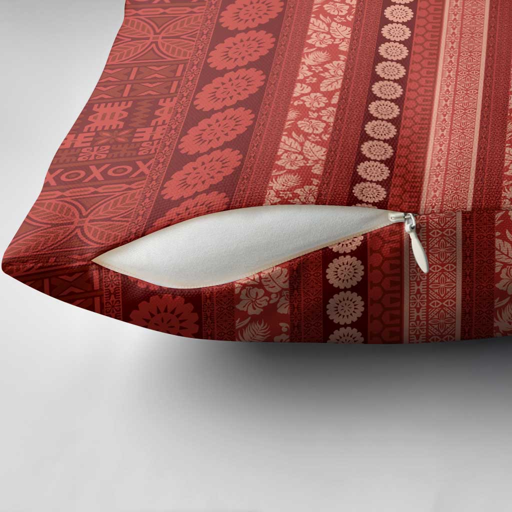 Fiji Marau na Kerisimasi Pillow Cover Red Tapa Masi Inspired Christmas LT9 - Polynesian Pride