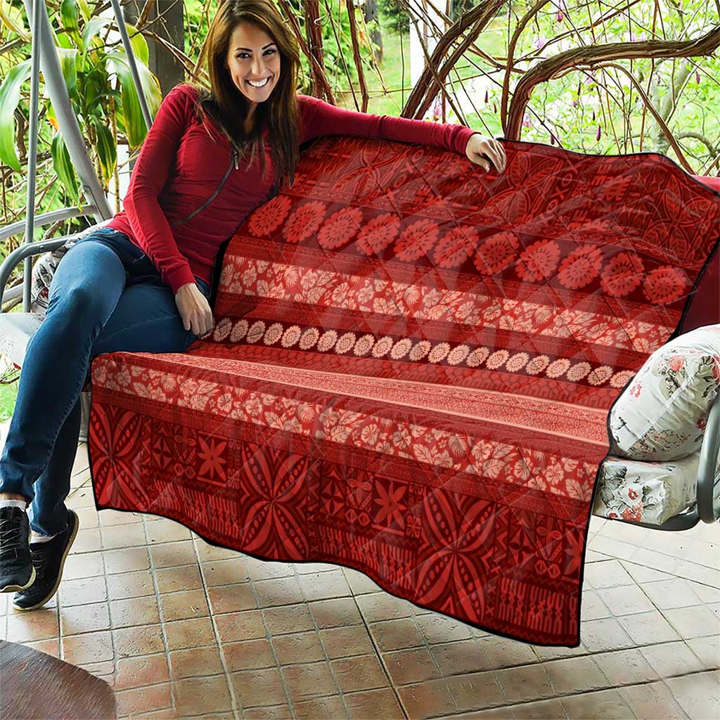 Fiji Marau na Kerisimasi Quilt Red Tapa Masi Inspired Christmas - Polynesian Pride