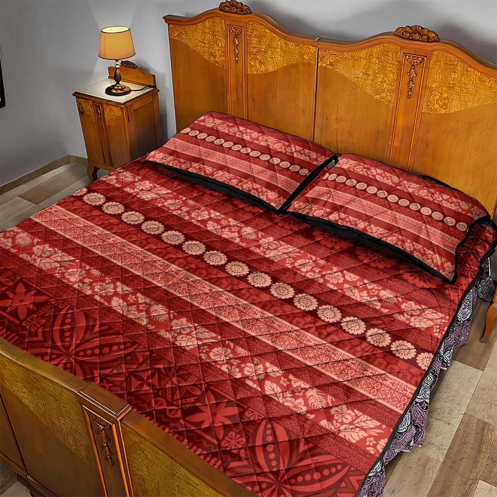 Fiji Marau na Kerisimasi Quilt Bed Set Red Tapa Masi Inspired Christmas - Polynesian Pride