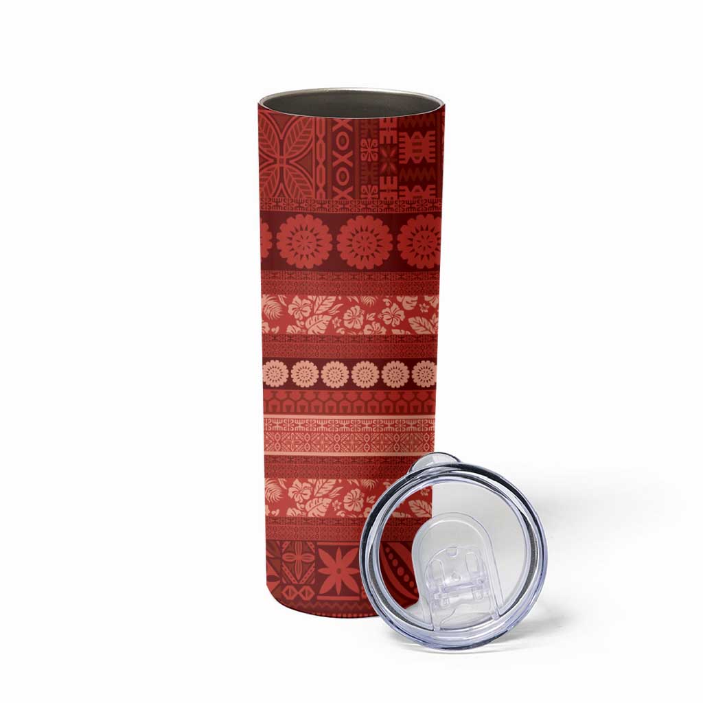 Fiji Marau na Kerisimasi Skinny Tumbler Red Tapa Masi Inspired Christmas - Polynesian Pride