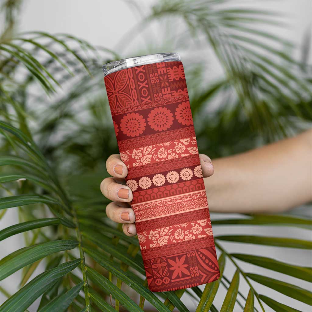 Fiji Marau na Kerisimasi Skinny Tumbler Red Tapa Masi Inspired Christmas - Polynesian Pride