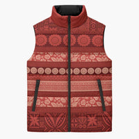 Fiji Marau na Kerisimasi Sleeveless Puffer Jacket Red Tapa Masi Inspired Christmas - Polynesian Pride