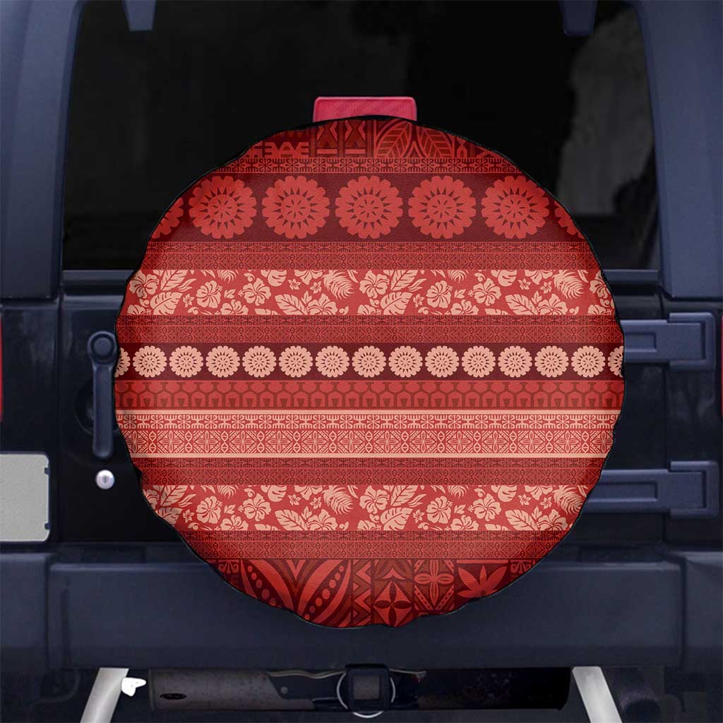 Fiji Marau na Kerisimasi Spare Tire Cover Red Tapa Masi Inspired Christmas - Polynesian Pride