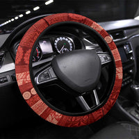 Fiji Marau na Kerisimasi Steering Wheel Cover Red Tapa Masi Inspired Christmas - Polynesian Pride