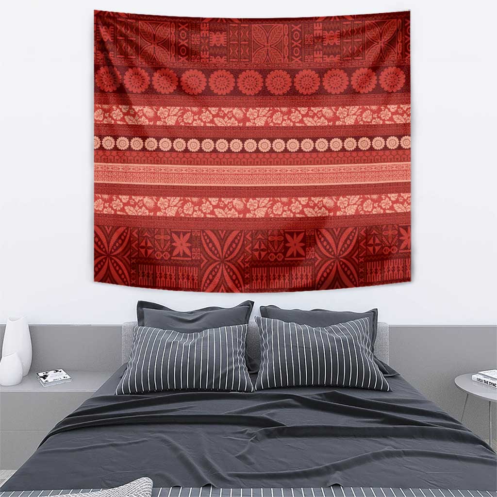 Fiji Marau na Kerisimasi Tapestry Red Tapa Masi Inspired Christmas - Polynesian Pride