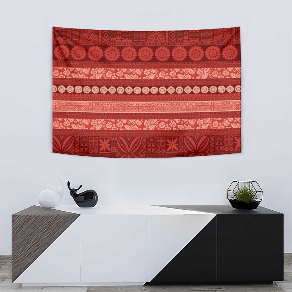 Fiji Marau na Kerisimasi Tapestry Red Tapa Masi Inspired Christmas - Polynesian Pride