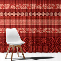 Fiji Marau na Kerisimasi Window Curtain Red Tapa Masi Inspired Christmas - Polynesian Pride