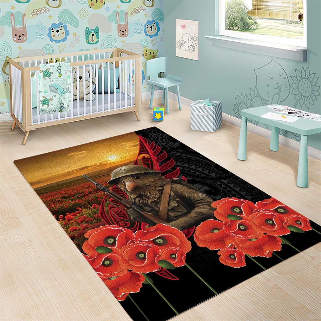 Maori Kiwi Soldier Fern Tattoo ANZAC Day Area Rug Lest We Forget