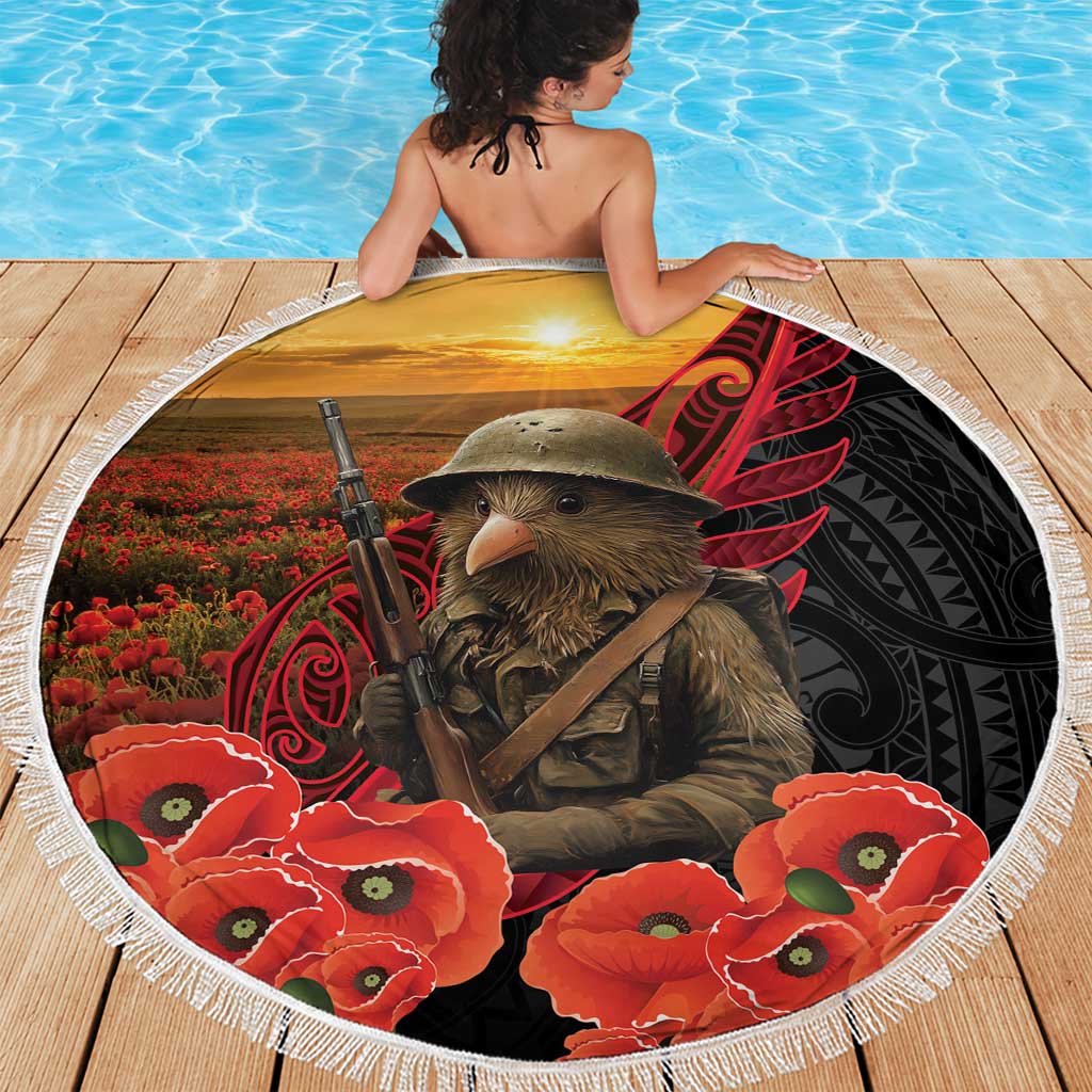 Maori Kiwi Soldier Fern Tattoo ANZAC Day Beach Blanket Lest We Forget