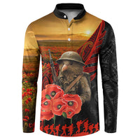 Maori Kiwi Soldier Fern Tattoo ANZAC Day Button Sweatshirt Lest We Forget LT9 Black - Polynesian Pride