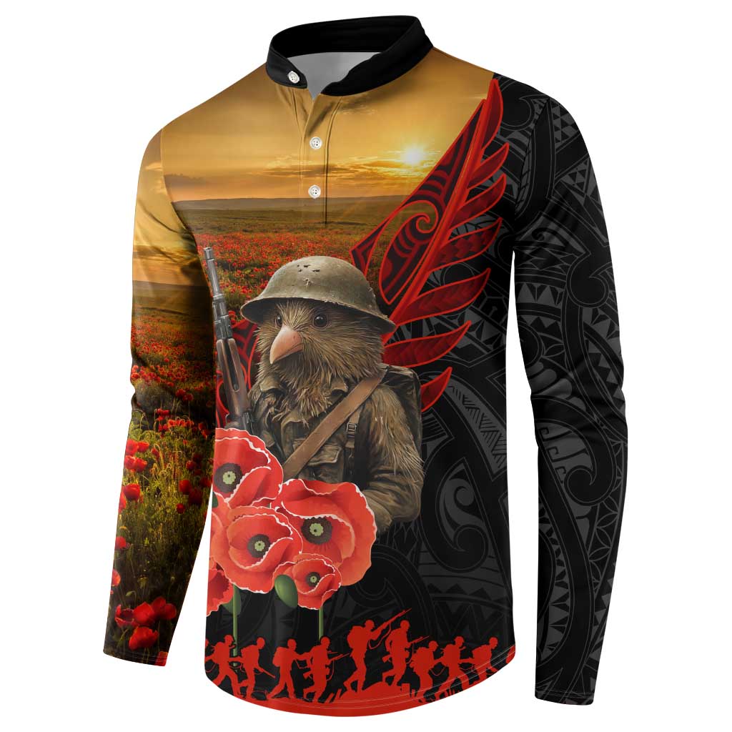 Maori Kiwi Soldier Fern Tattoo ANZAC Day Button Sweatshirt Lest We Forget LT9 - Polynesian Pride