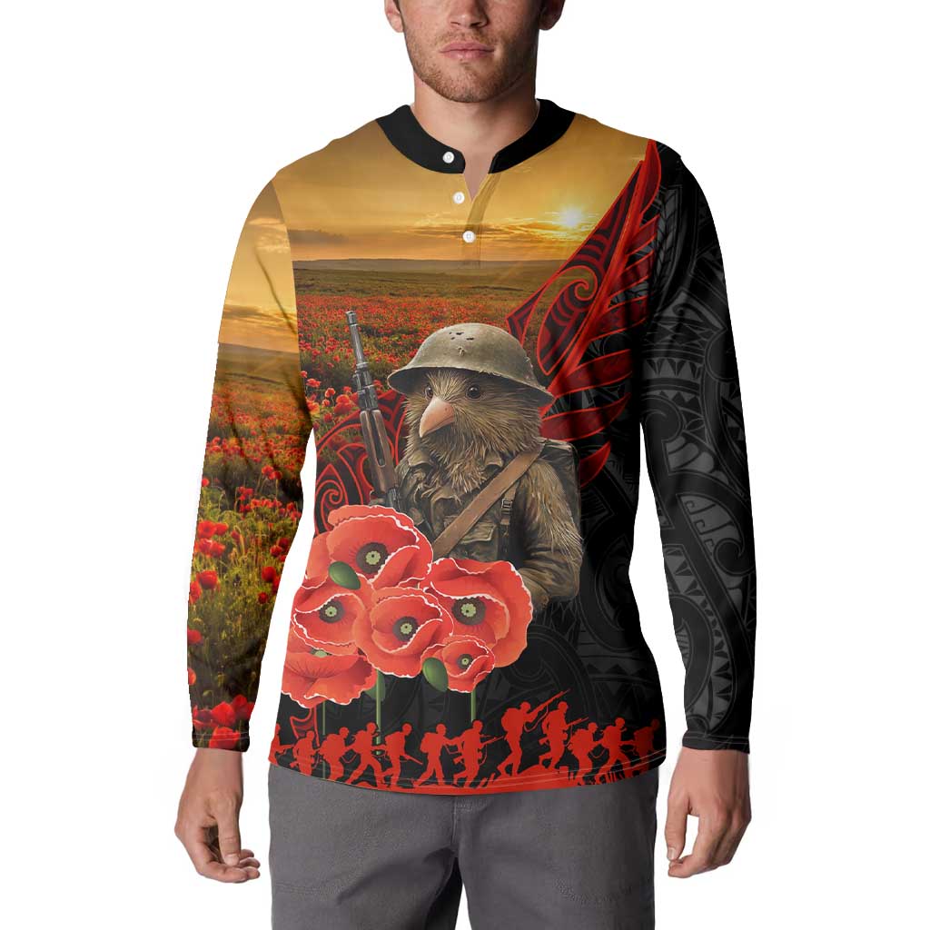 Maori Kiwi Soldier Fern Tattoo ANZAC Day Button Sweatshirt Lest We Forget LT9 - Polynesian Pride
