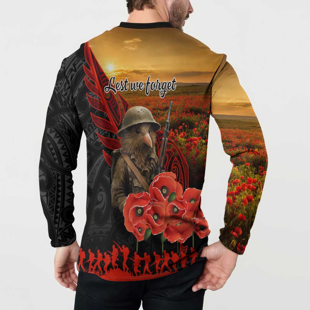 Maori Kiwi Soldier Fern Tattoo ANZAC Day Button Sweatshirt Lest We Forget LT9 - Polynesian Pride
