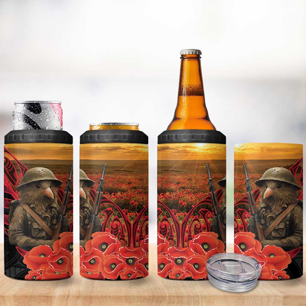 Maori Kiwi Soldier Fern Tattoo ANZAC Day 4 in 1 Can Cooler Tumbler Lest We Forget