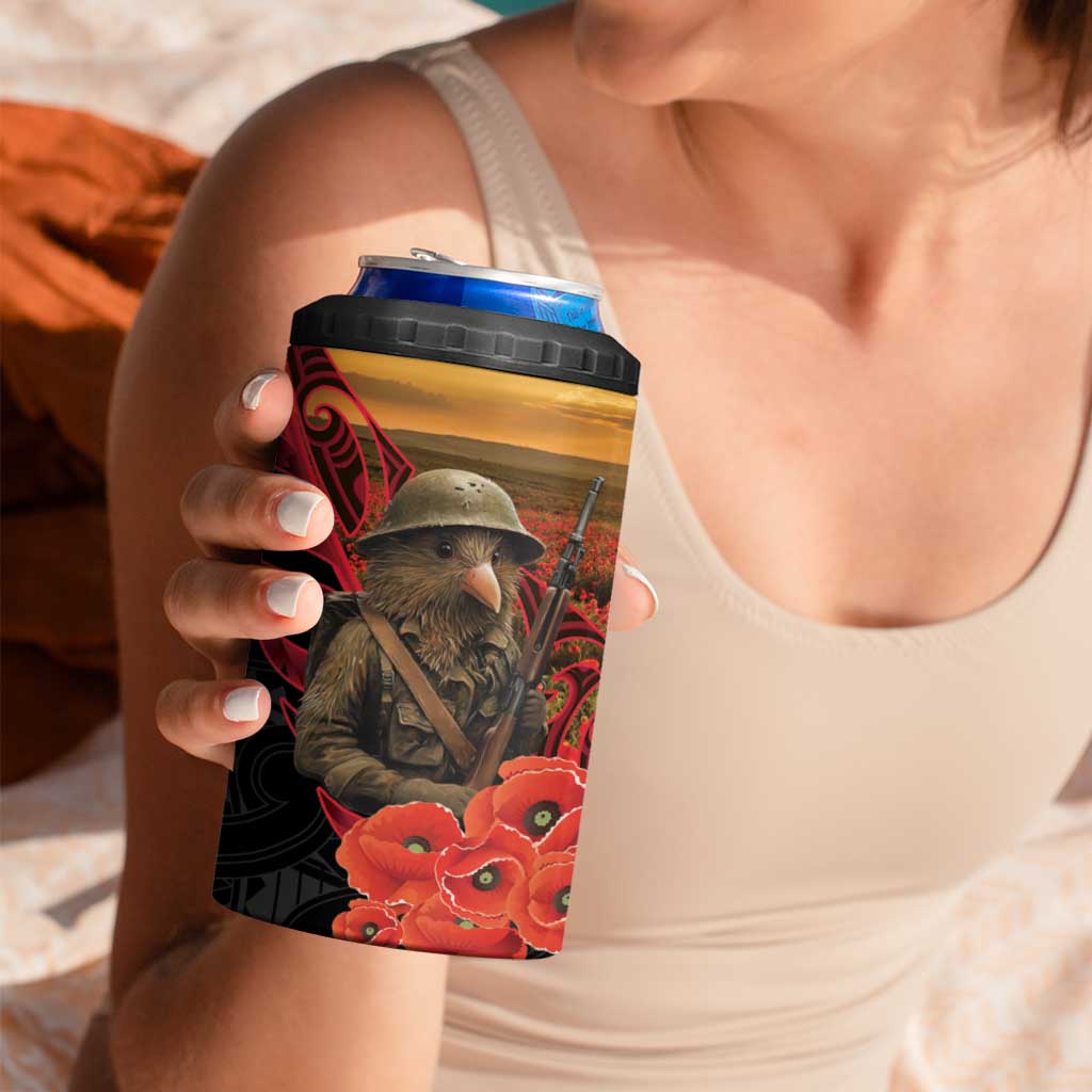 Maori Kiwi Soldier Fern Tattoo ANZAC Day 4 in 1 Can Cooler Tumbler Lest We Forget