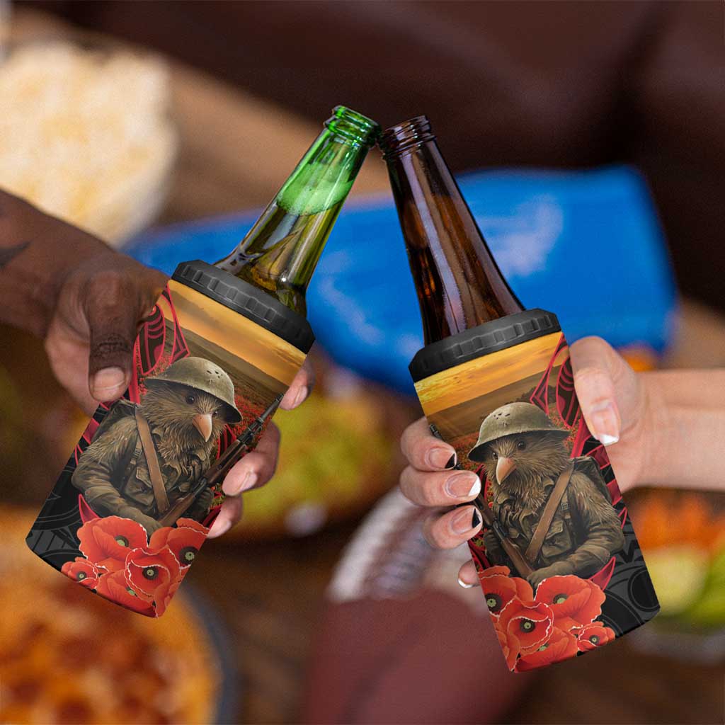 Maori Kiwi Soldier Fern Tattoo ANZAC Day 4 in 1 Can Cooler Tumbler Lest We Forget