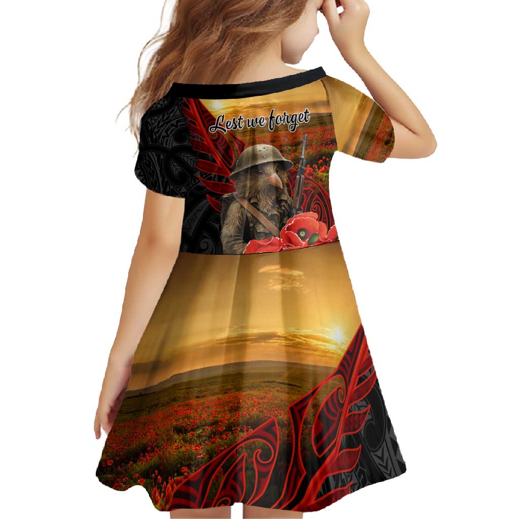 Maori Kiwi Soldier Fern Tattoo ANZAC Day Family Matching Tank Maxi Dress and Hawaiian Shirt Lest We Forget