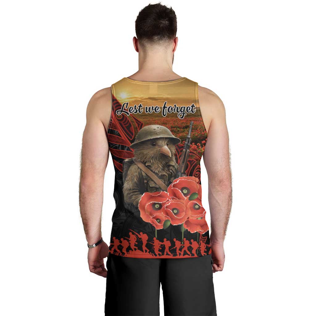 Maori Kiwi Soldier Fern Tattoo ANZAC Day Men Tank Top Lest We Forget