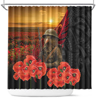 Maori Kiwi Soldier Fern Tattoo ANZAC Day Shower Curtain Lest We Forget