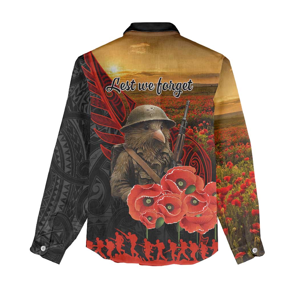 Maori Kiwi Soldier Fern Tattoo ANZAC Day Women Casual Shirt Lest We Forget
