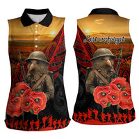 Maori Kiwi Soldier Fern Tattoo ANZAC Day Women Sleeveless Polo Shirt Lest We Forget