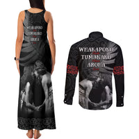 New Zealand Mother's Day Couples Matching Tank Maxi Dress and Long Sleeve Button Shirt Maori Hongi Aroha Ahau Ki A Koe Mama LT9 - Polynesian Pride