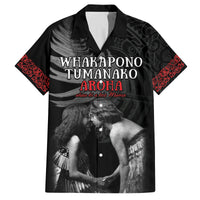 New Zealand Mother's Day Family Matching Tank Maxi Dress and Hawaiian Shirt Maori Hongi Aroha Ahau Ki A Koe Mama LT9 Dad's Shirt - Short Sleeve Black - Polynesian Pride