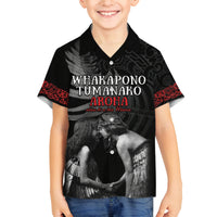 New Zealand Mother's Day Family Matching Tank Maxi Dress and Hawaiian Shirt Maori Hongi Aroha Ahau Ki A Koe Mama LT9 Son's Shirt Black - Polynesian Pride