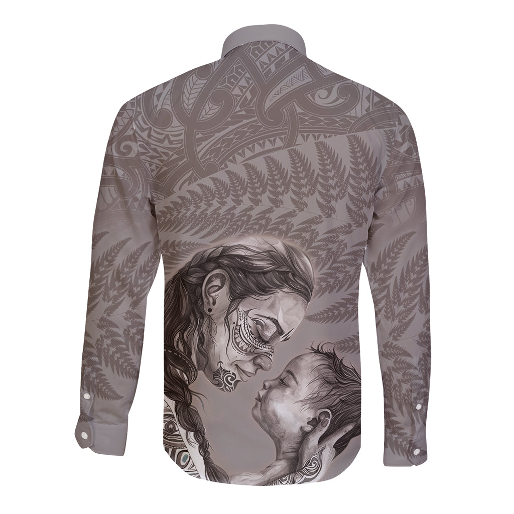New Zealand Mother's Day Long Sleeve Button Shirt Maori Mo Toku Mama Silver Fern