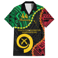 Personalised Vanuatu 44th Anniversary Family Matching Off Shoulder Short Dress and Hawaiian Shirt Tugeta Yumi Selebretem Indipendens Dei