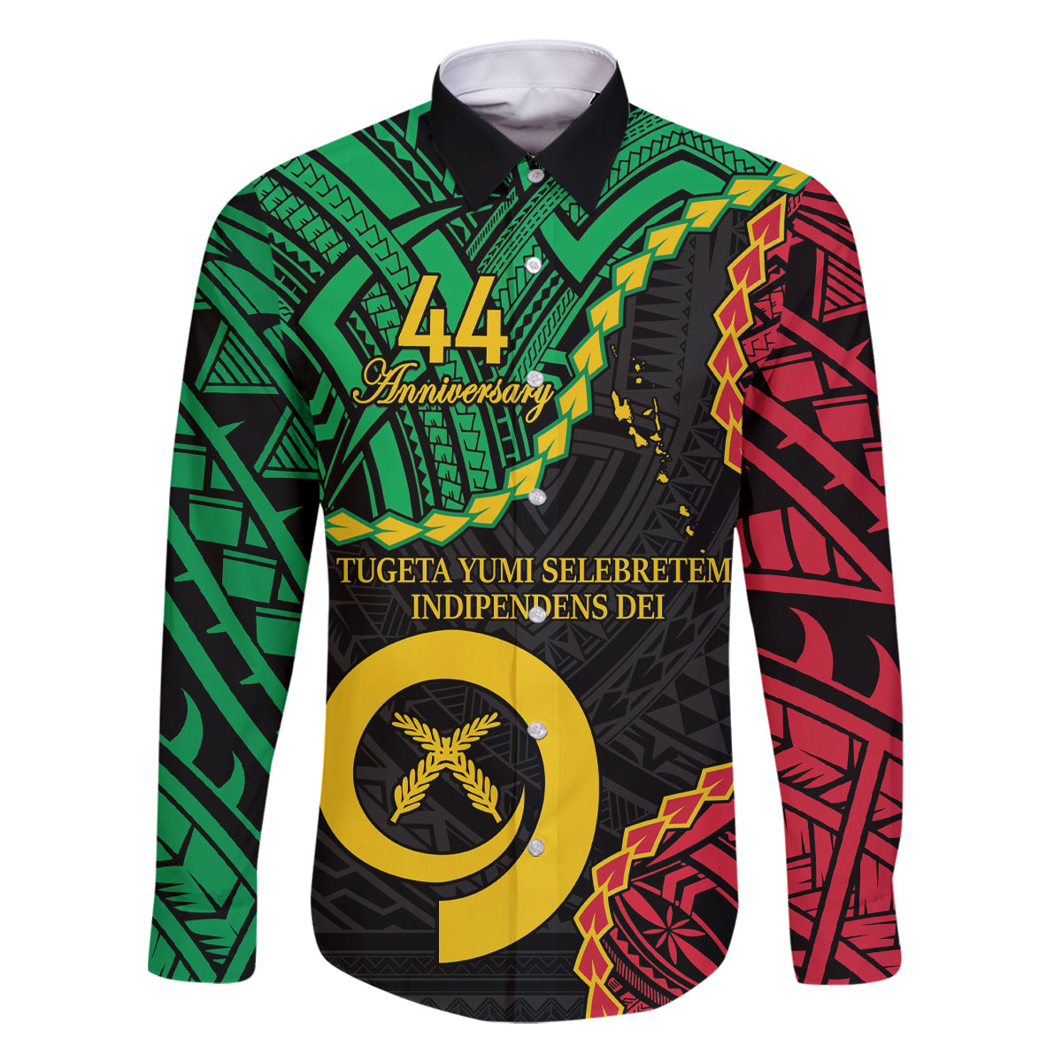 Personalised Vanuatu 44th Anniversary Family Matching Tank Maxi Dress and Hawaiian Shirt Tugeta Yumi Selebretem Indipendens Dei