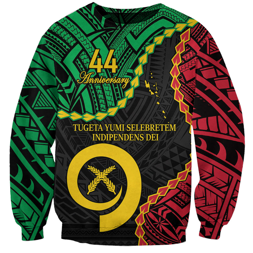Personalised Vanuatu 44th Anniversary Sweatshirt Tugeta Yumi Selebretem Indipendens Dei LT9 Unisex Black - Polynesian Pride