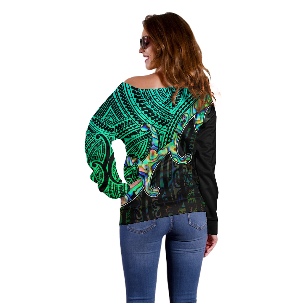 Aotearoa Papua Shell Off Shoulder Sweater Maori Tribal Pattern LT9 - Polynesian Pride