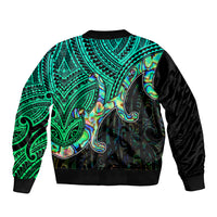Aotearoa Papua Shell Sleeve Zip Bomber Jacket Maori Tribal Pattern LT9 - Polynesian Pride
