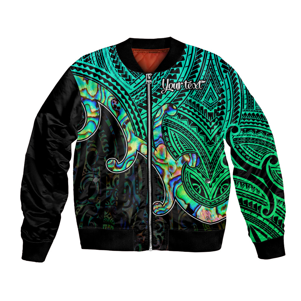 Custom Aotearoa Papua Shell Bomber Jacket Maori Tribal Pattern LT9 Unisex Green - Polynesian Pride