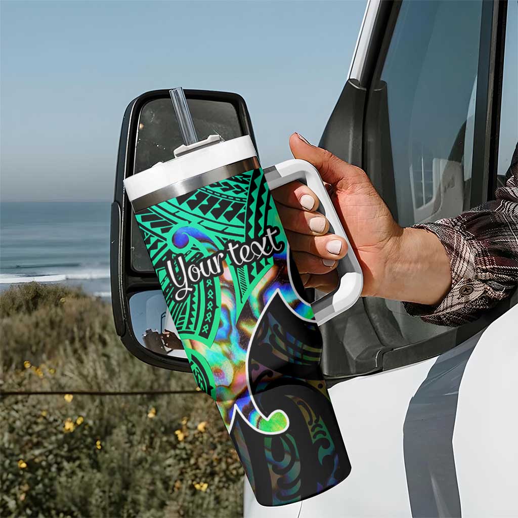 Personalised Aotearoa Papua Shell Tumbler With Handle Maori Tribal Pattern