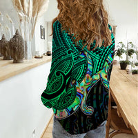 Custom Aotearoa Papua Shell Women Casual Shirt Maori Tribal Pattern LT9 - Polynesian Pride
