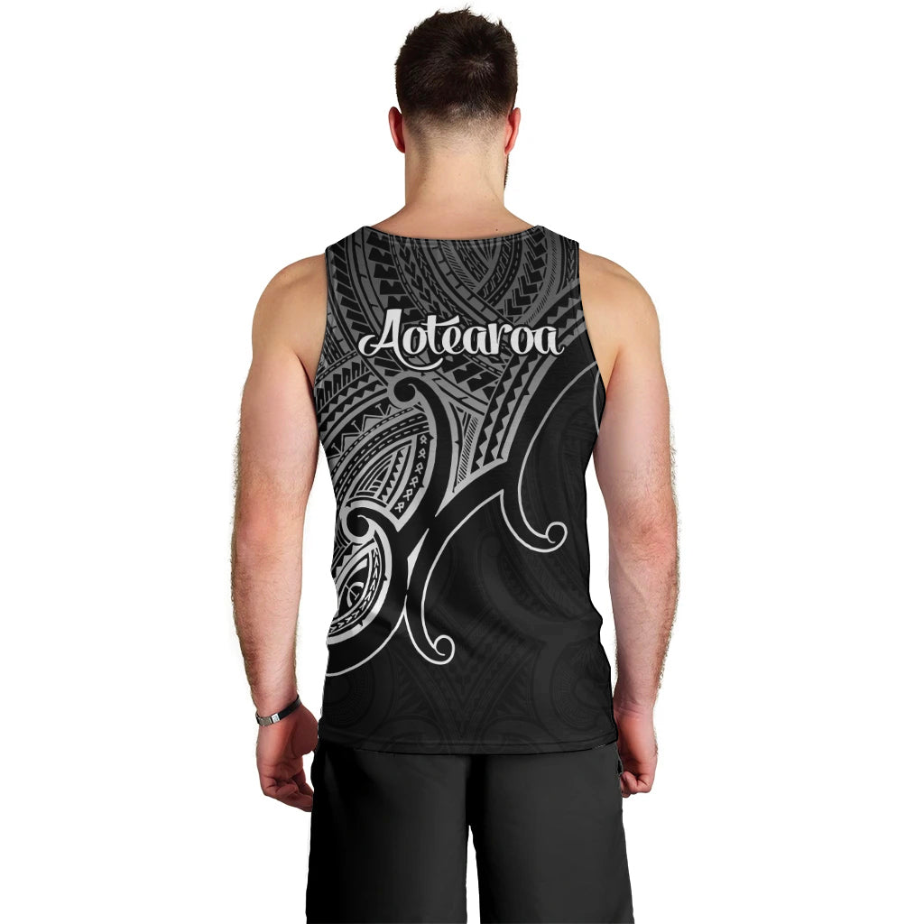 Aotearoa Maori Koru Men Tank Top Polynesian Pacific Tribal - Black LT9 - Polynesian Pride