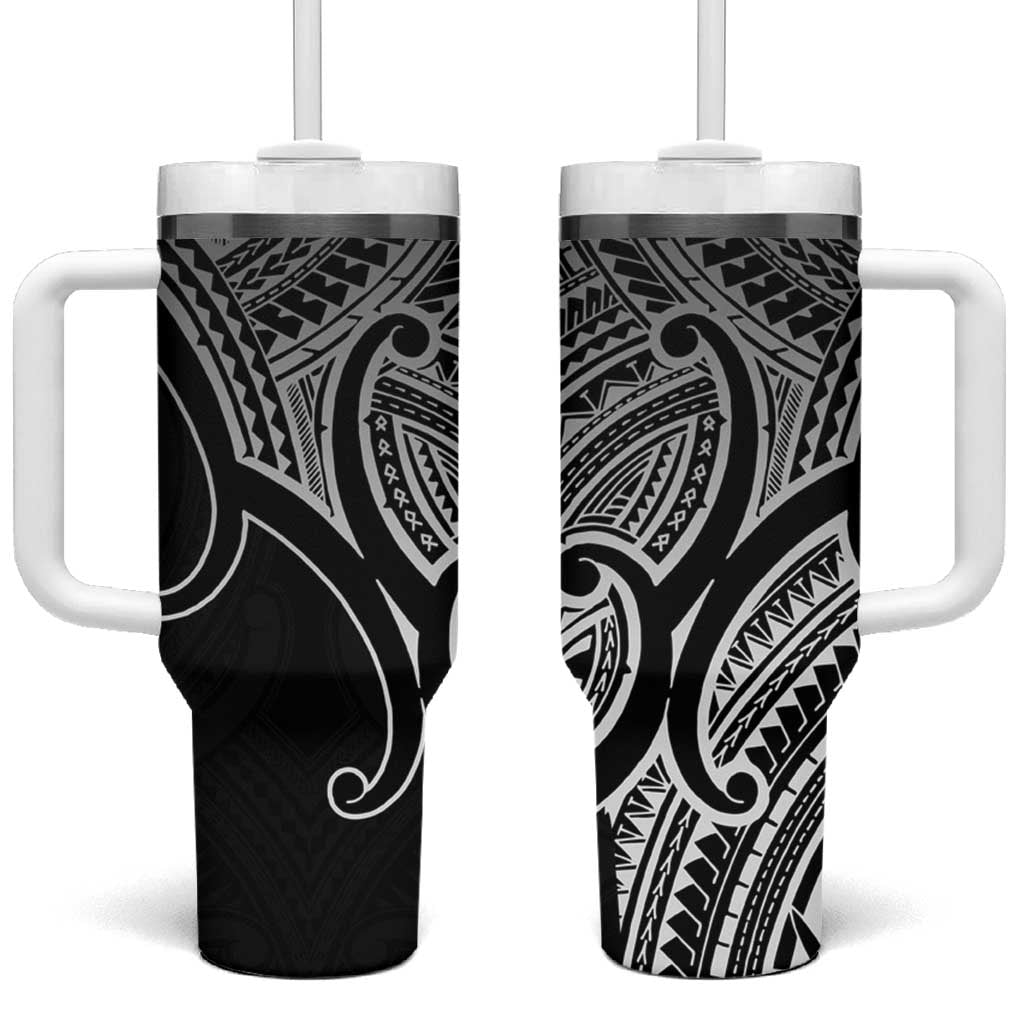 Aotearoa Maori Koru Tumbler With Handle Black Polynesian Pacific Tribal
